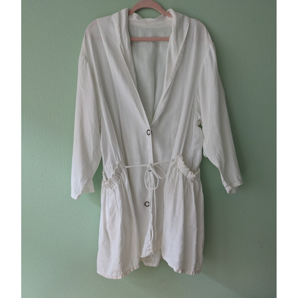 David Dart For Force One‎ White Linen Tunic Jacket